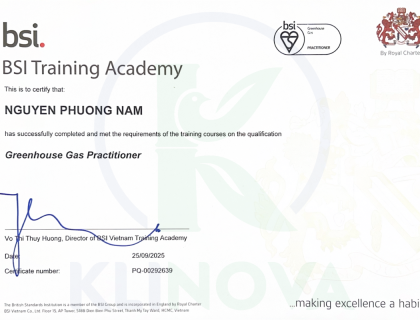 Certification of Completion Greenhouse Gas Practitioner 